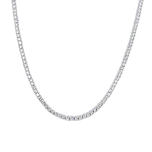 Image of Necklaces. Productname: 41cm 2mm Width Cubic Zirconia Tennis Necklace in Sterling Silver in Silver colour by brand - Bevilles