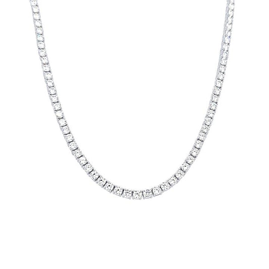 Image of Necklaces. Productname: 41cm 3mm Claw Set Cubic Zirconia Tennis Necklace in Sterling Silver in Silver colour by brand - Bevilles