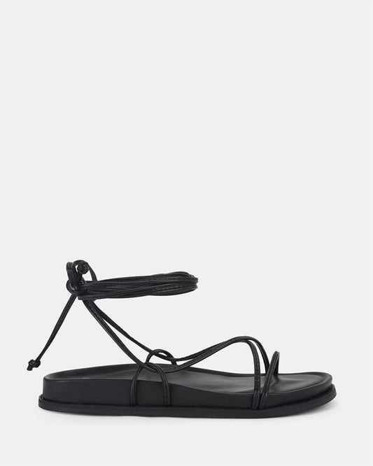 Image of Sandals. Product name - Teels Women's Strappy Flat BLACK Novo Sandals in Black colour by brand - NOVO