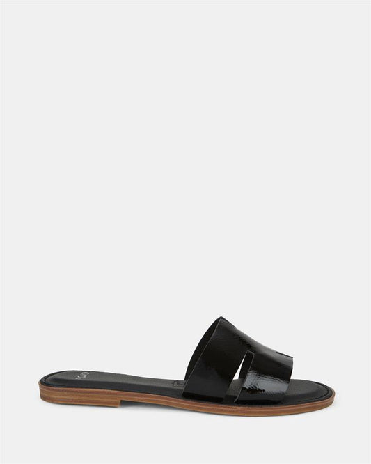 Image of Sandals. Product name - Versa Women's Thongs Black Patent Novo Thongs in Black Patent colour by brand - NOVO