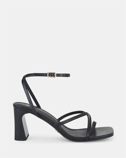 Image of Sandals. Product name - Urelia Women's Strappy Low Heel BLACK Novo Sandals in Black colour by brand - NOVO