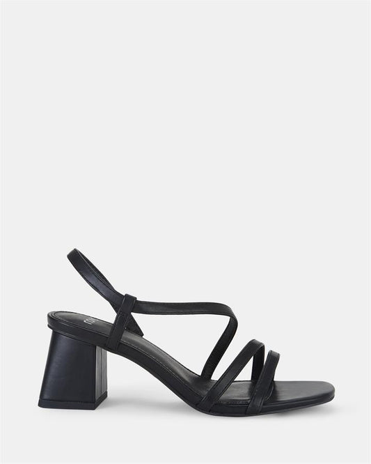 Image of Sandals. Product name - Ulaya Women's Strappy Low Heel BLACK Novo Sandals in Black colour by brand - NOVO