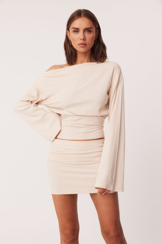 Image of a model wearing Tops. Productname: SNDYS FLYNN TOP in Stone colour by brand - SNDYS