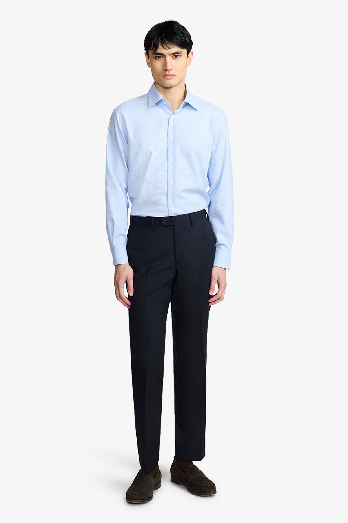 Image of Shirts. Product name - Gus Formal Shirt Blue Micro Houndstooth in Blue colour by brand - Anthony Squires