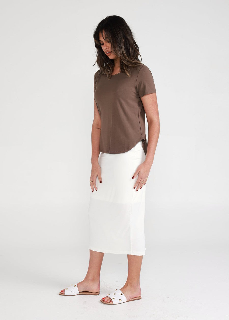 Lou Lou Janis Short Sleeve Bamboo T-Shirt (Chocolate)