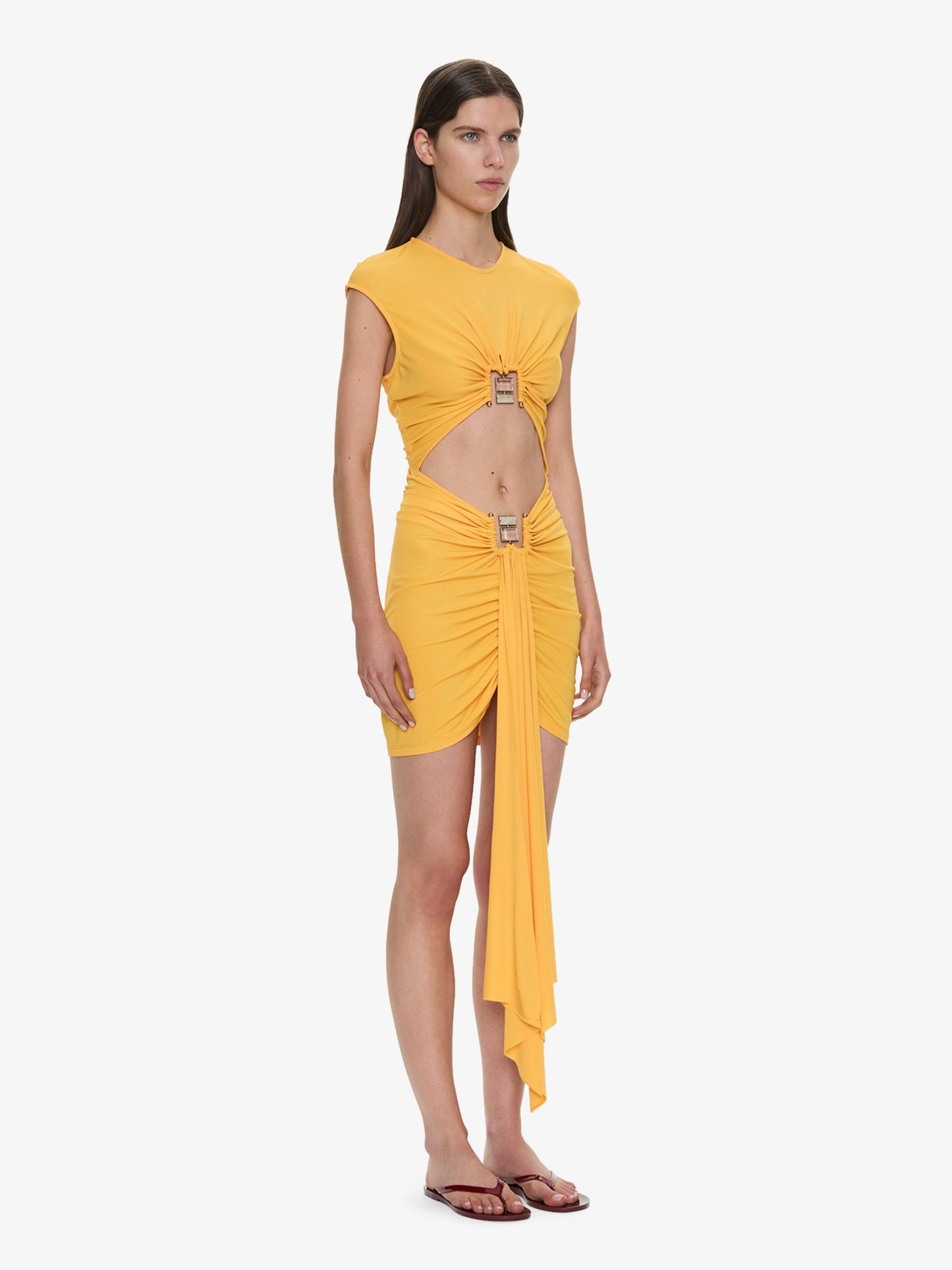 CHRISTOPHER ESBER Bezel Quartz Disconnect Short Sleeve Mini Dress (Valencia)
