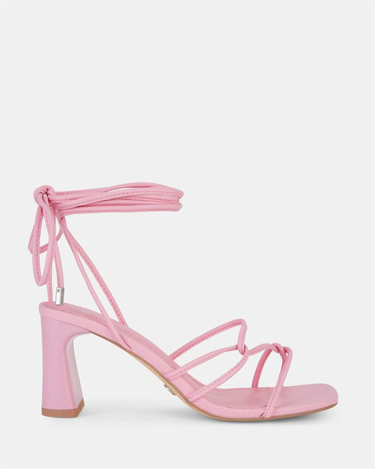 Image of Sandals. Product name - Uray Women's Strappy Low Heel PINK Novo Sandals in Pink colour by brand - NOVO