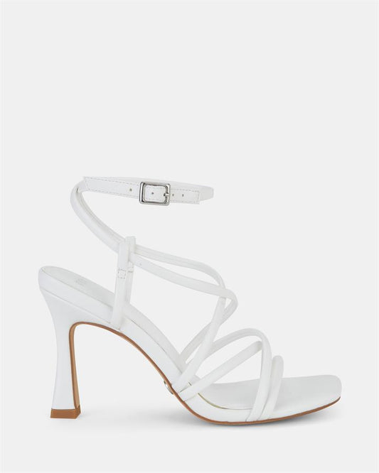 Image of Sandals. Product name - Lolla Women's Strappy High Heel WHITE Novo Sandals in White colour by brand - NOVO