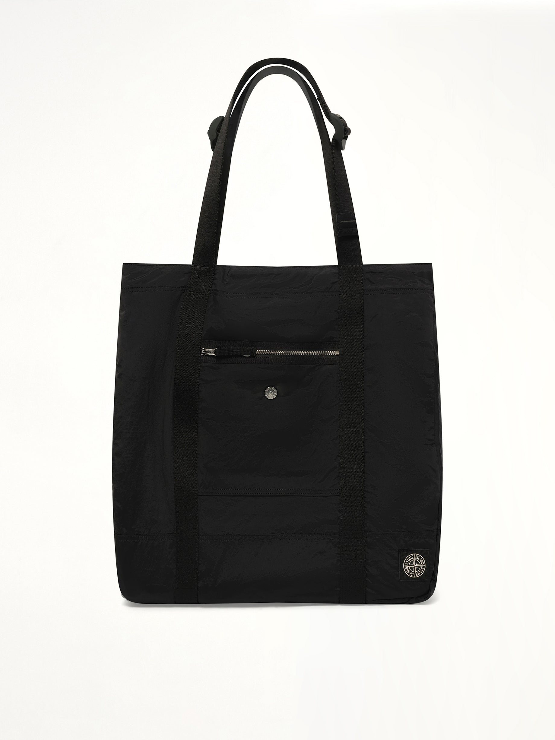 Image of Bags. Product name - 920001 Coated Nylon Tote Bag in Black colour by brand - STONE ISLAND