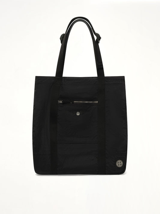 Image of Bags. Product name - 920001 Coated Nylon Tote Bag in Black colour by brand - STONE ISLAND