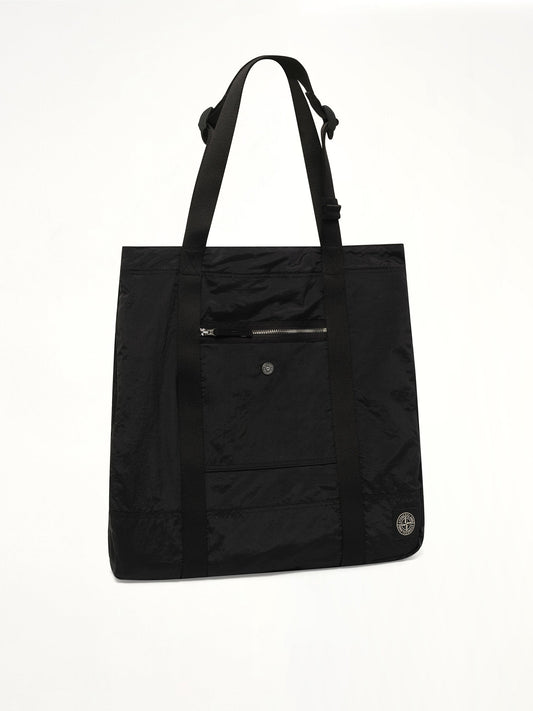 STONE ISLAND 920001 Coated Nylon Tote Bag (Black)