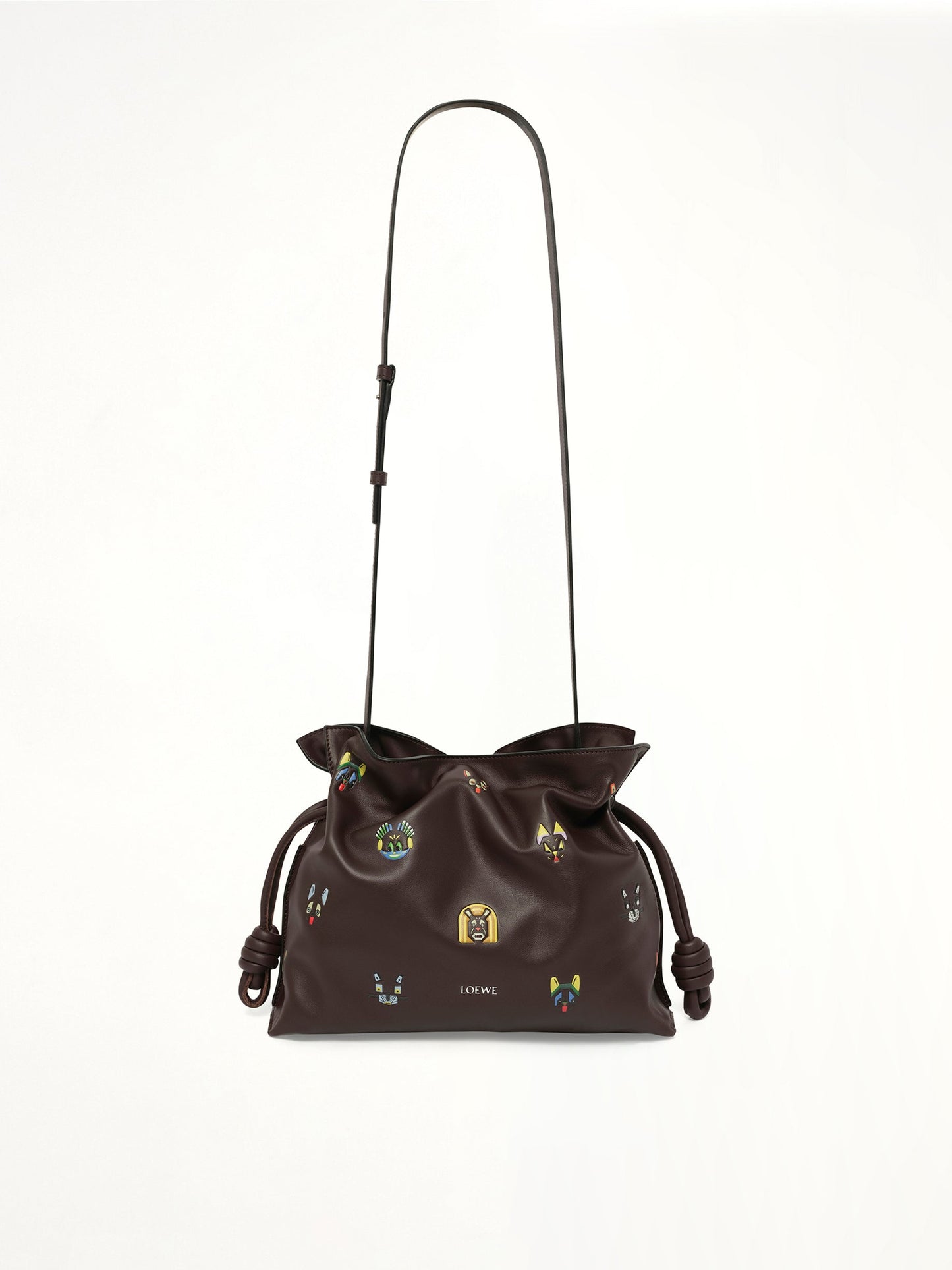 LOEWE Flamenco Clutch Allover Cats Medium Bag (Brown)