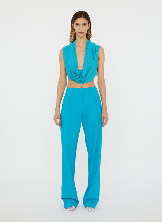 Christopher Esber Interlock Jersey Drape Top (Teal)