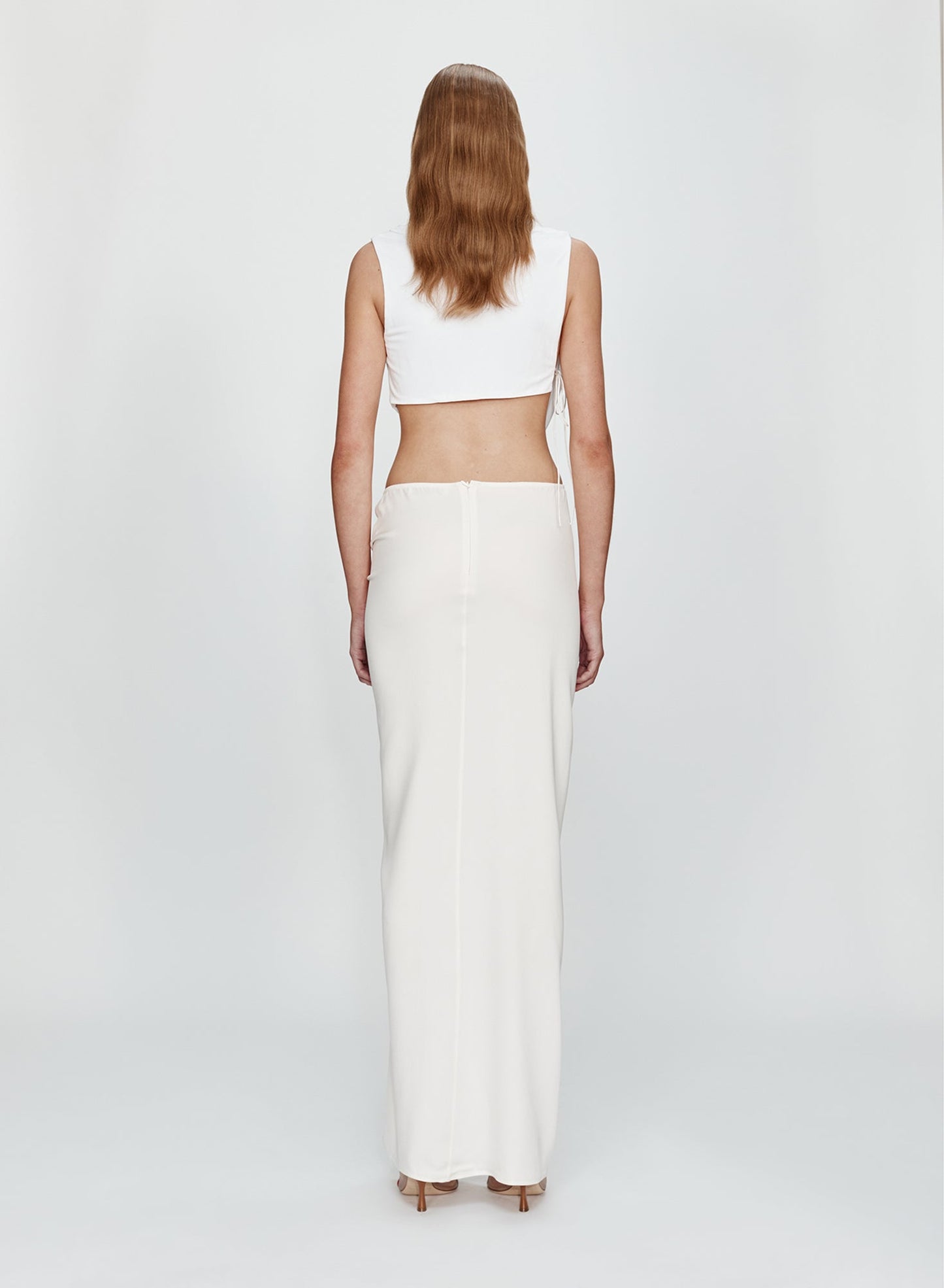 CHRISTOPHER ESBER Side Ruched Skirt (White)