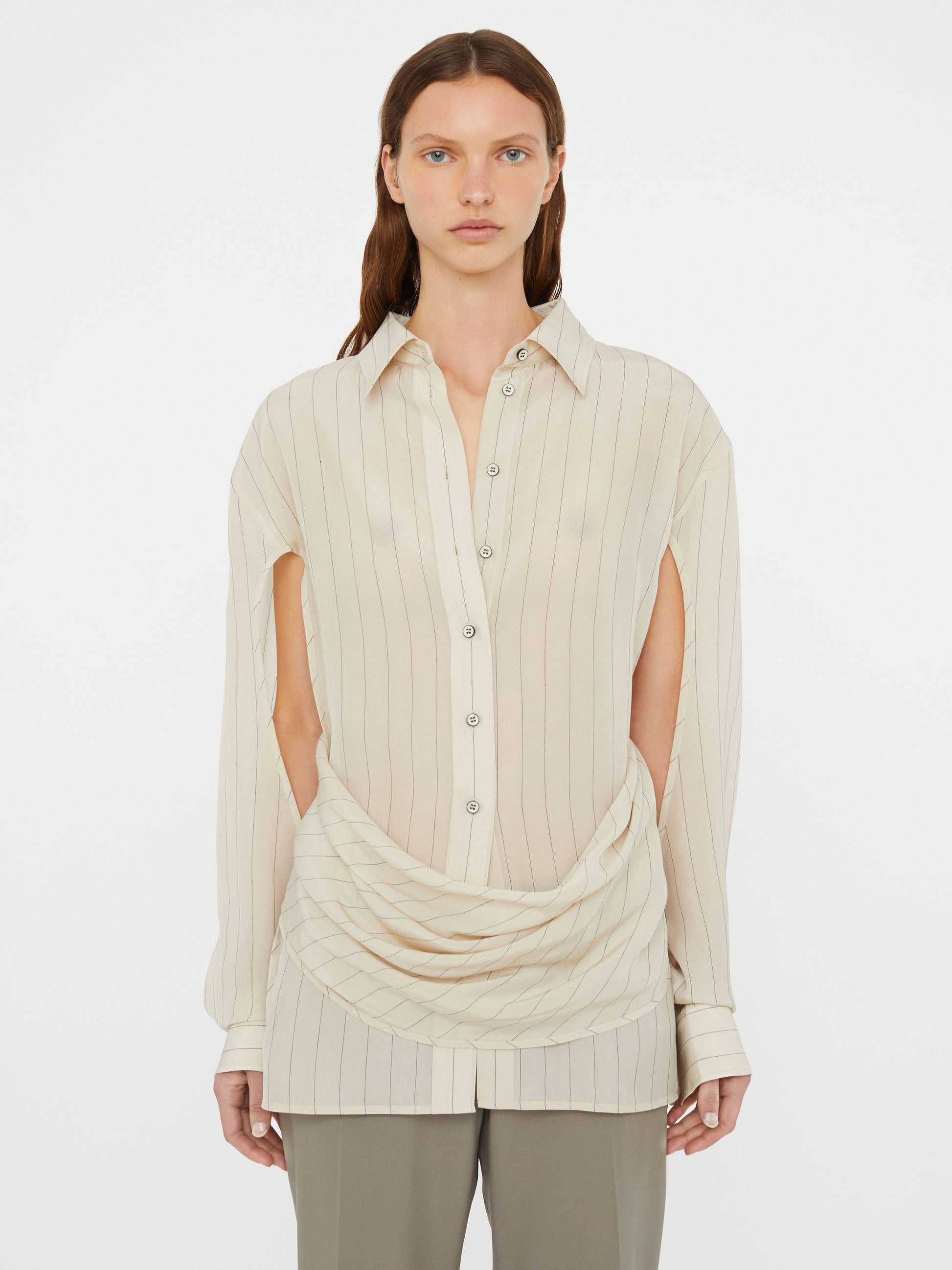 Image of Shirts. Product name - Crossover Drape Shirt in Black colour by brand - Christopher Esber