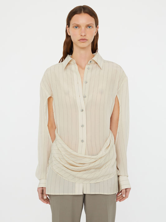 Image of Shirts. Product name - Crossover Drape Shirt in Black colour by brand - Christopher Esber