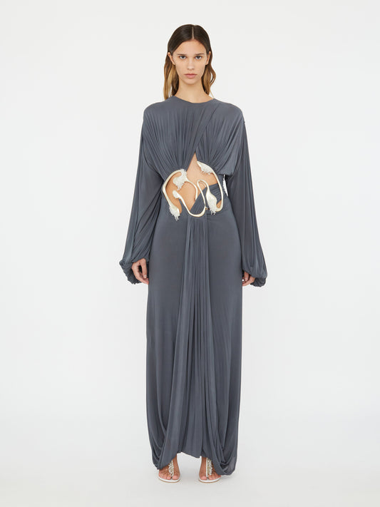 Image of Dresses. Productname: Christopher Esber Sculptured Torso Sweater Dress in Grey colour by brand - Christopher Esber