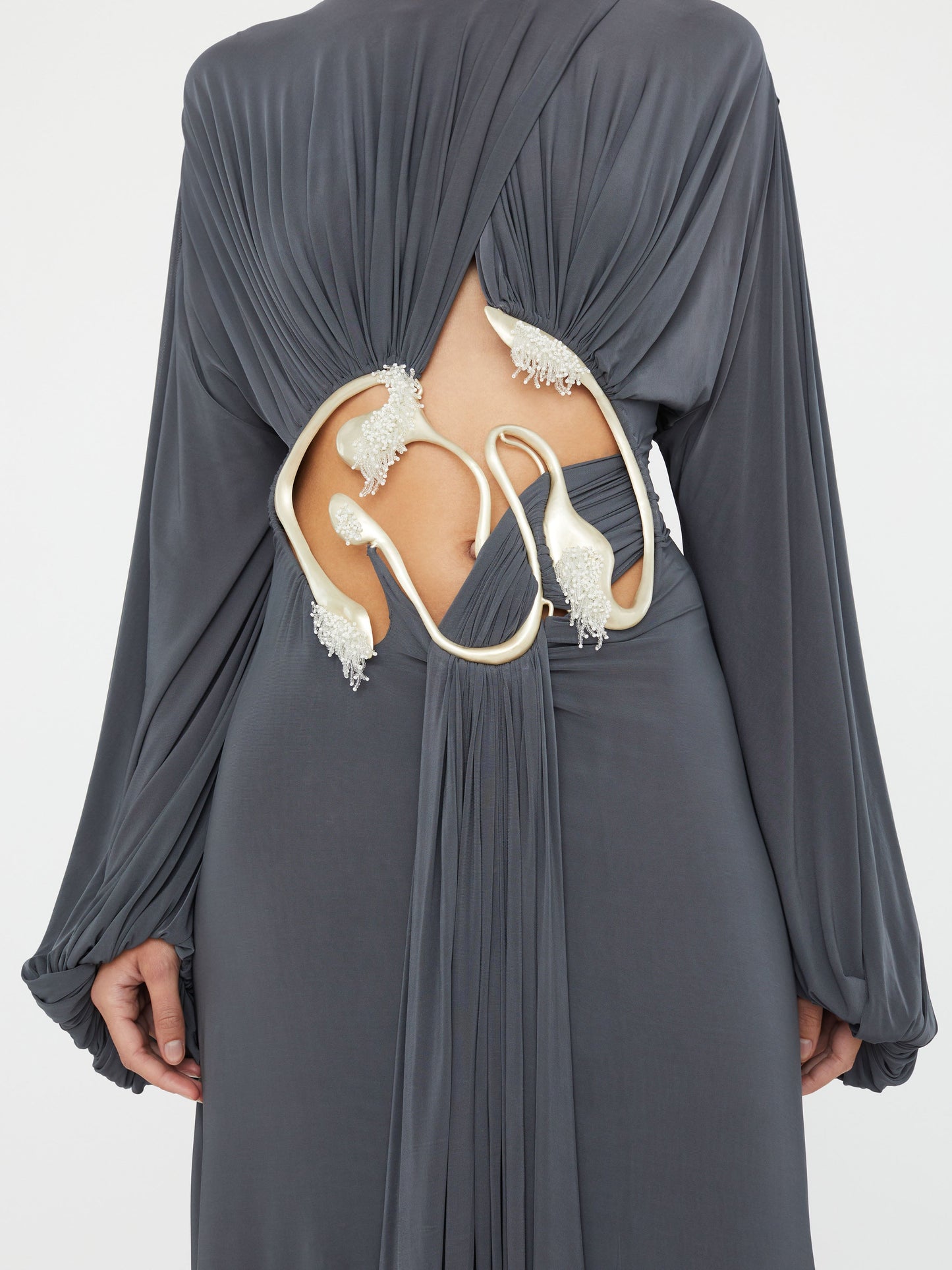 Christopher Esber Sculptured Torso Sweater Dress (Grey)