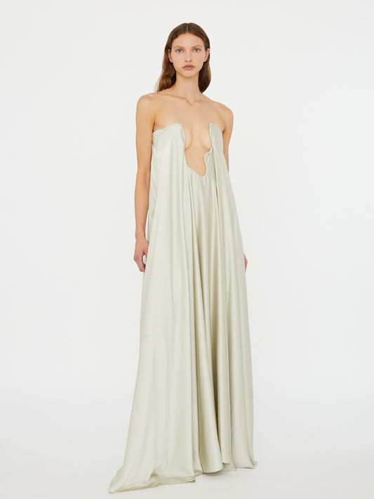 Christopher Esber Textured Silk Salacia Strapless Gown (Putty)