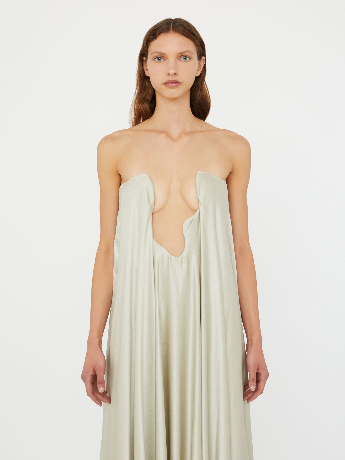 Christopher Esber Textured Silk Salacia Strapless Gown (Putty)