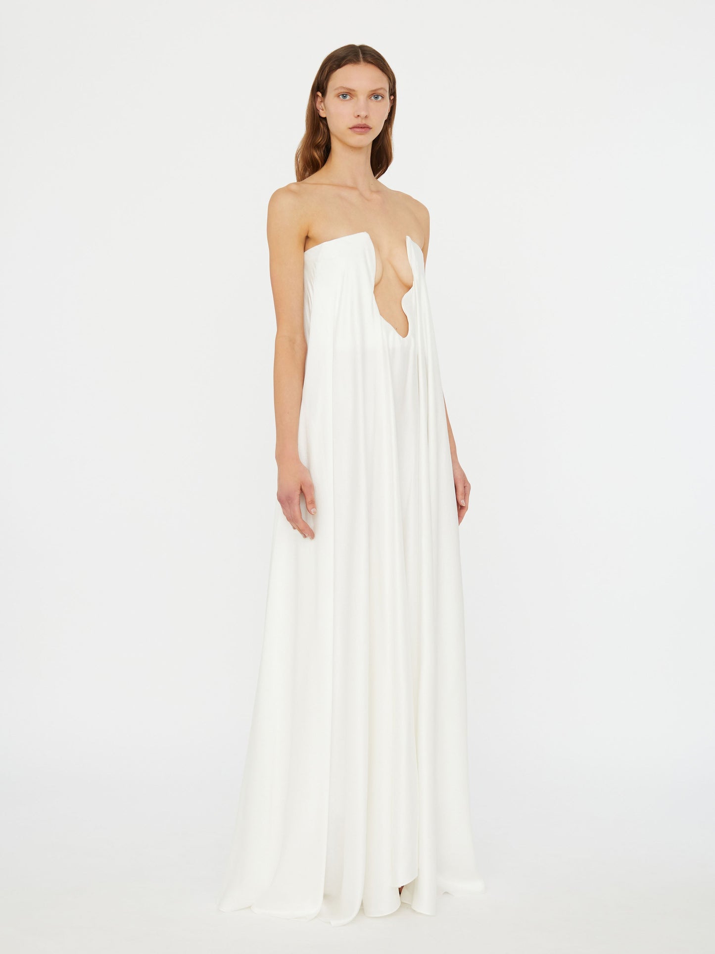 Christopher Esber Textured Silk Salacia Strapless Gown (White)