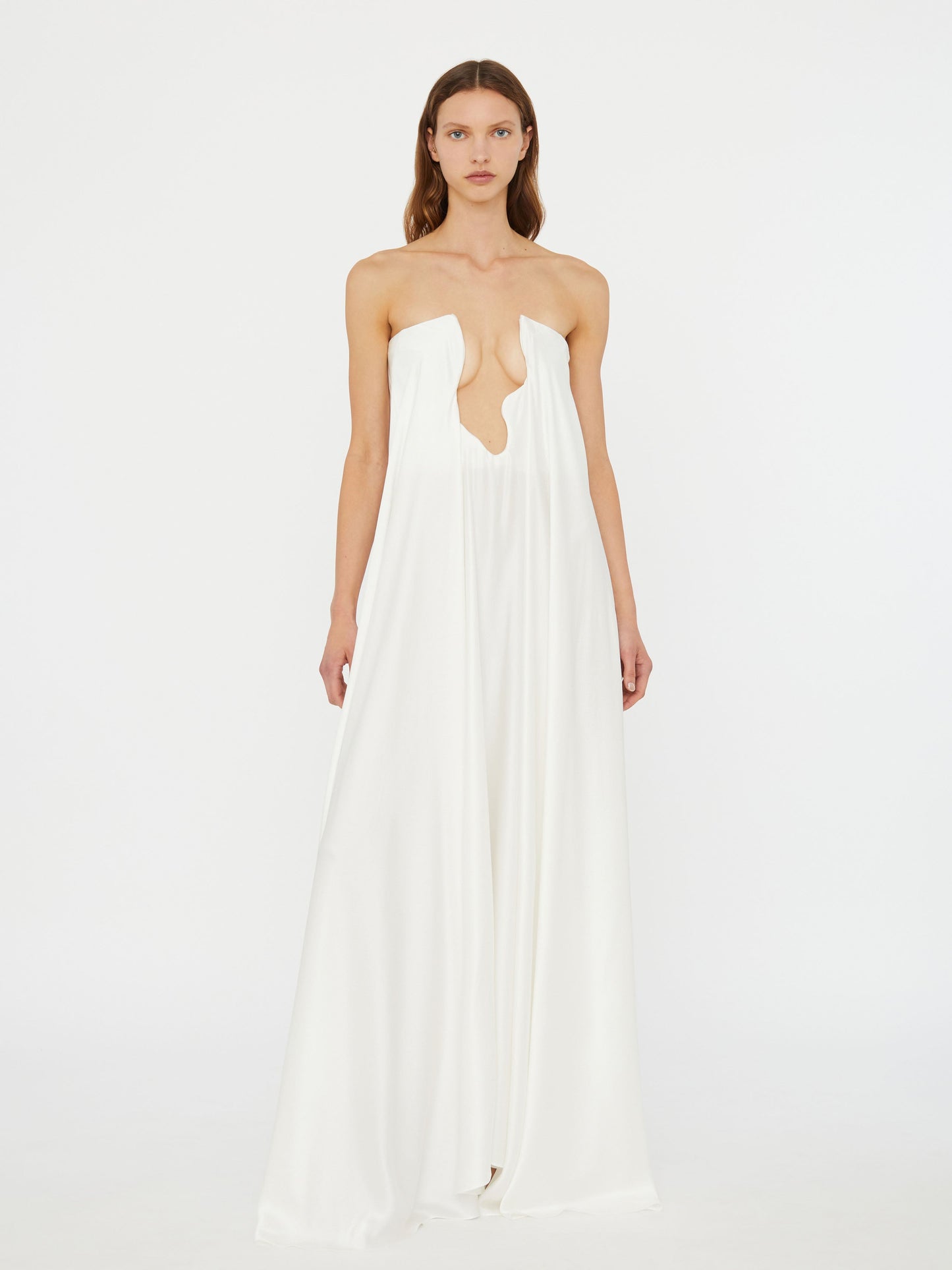 Christopher Esber Textured Silk Salacia Strapless Gown (White)