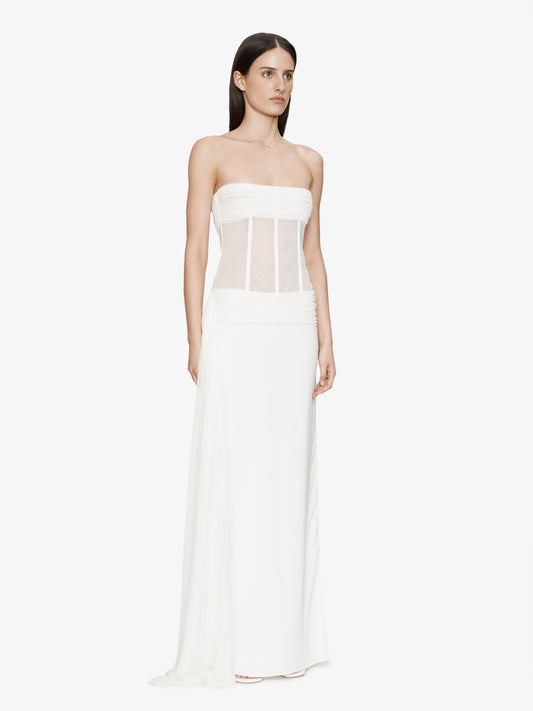 Image of Dresses. Product name - Veiled Corset Dress in White colour by brand - Christopher Esber