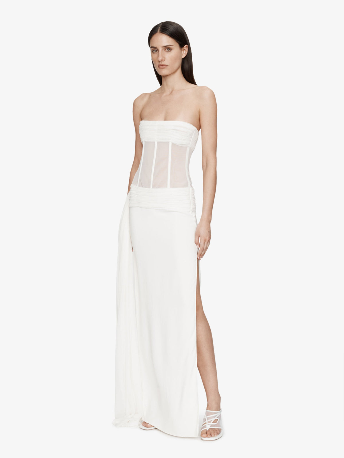 Christopher Esber Veiled Corset Dress (White)
