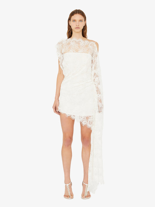 Image of Dresses. Product name - Floating Lace Mini Dress in White colour by brand - Christopher Esber