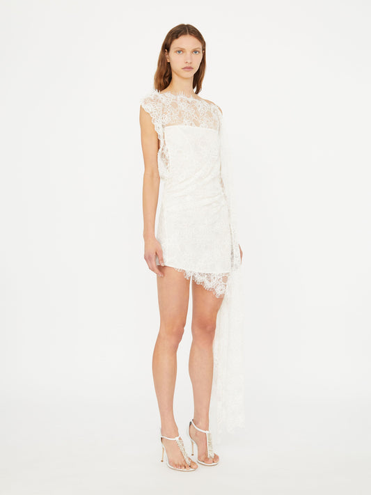 Christopher Esber Floating Lace Mini Dress (White)
