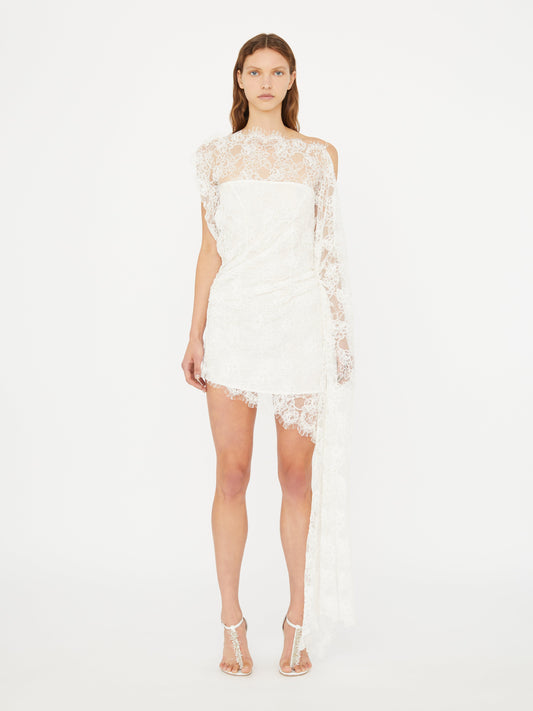 Image of Dresses. Productname: Christopher Esber Floating Lace Mini Dress in White colour by brand - Christopher Esber