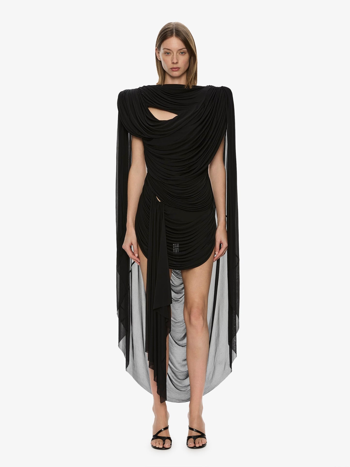 Image of Dresses. Product name - Torrent Draped Mini Dress in Black colour by brand - CHRISTOPHER ESBER