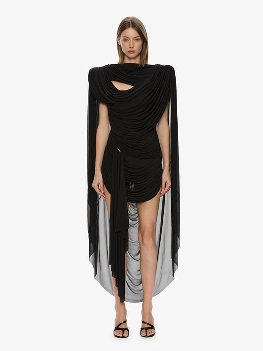 Image of Dresses. Product name - Torrent Draped Mini Dress in Black colour by brand - CHRISTOPHER ESBER