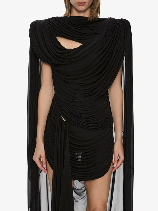 CHRISTOPHER ESBER Torrent Draped Mini Dress (Black)