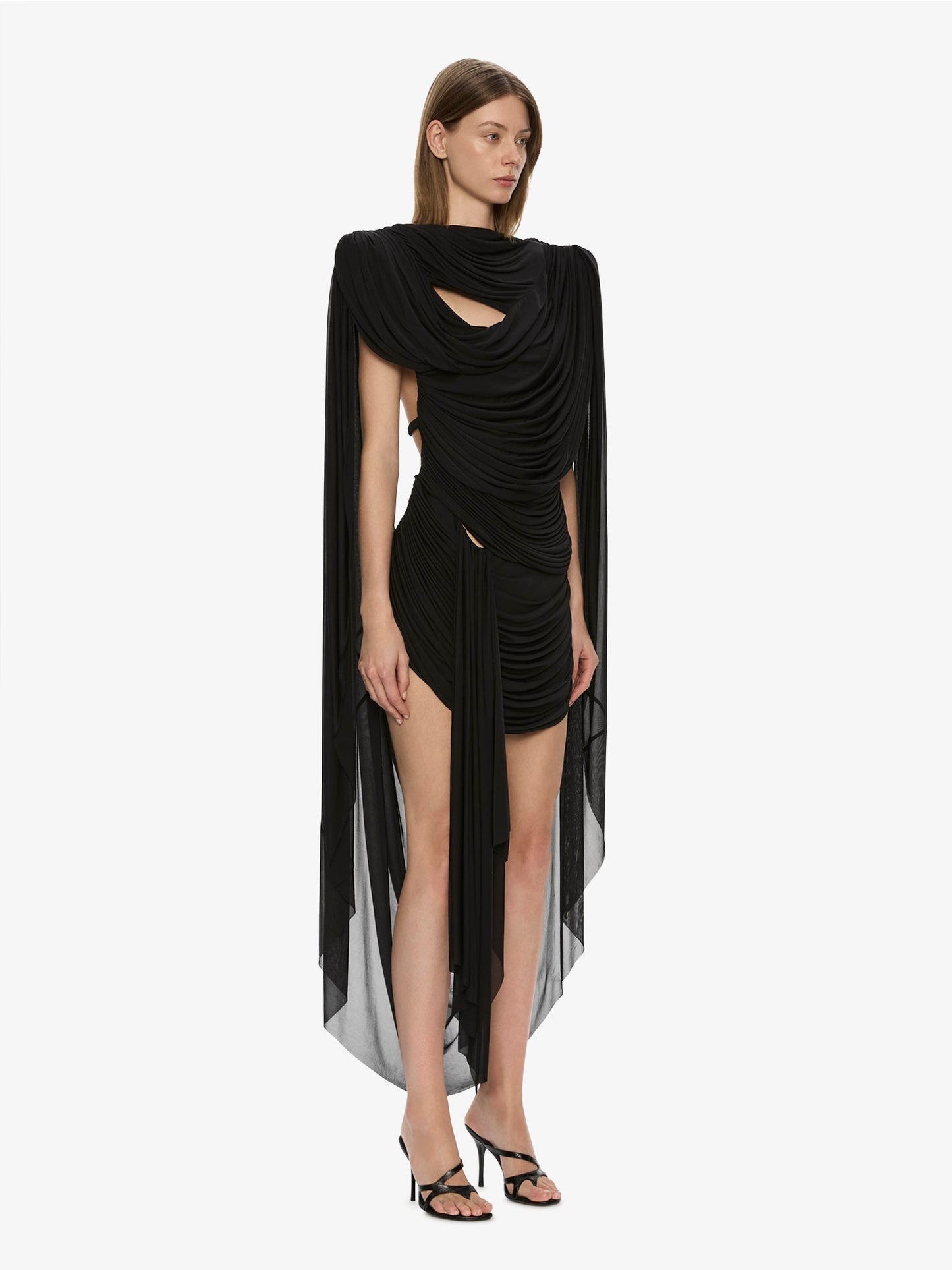 CHRISTOPHER ESBER Torrent Draped Mini Dress (Black)