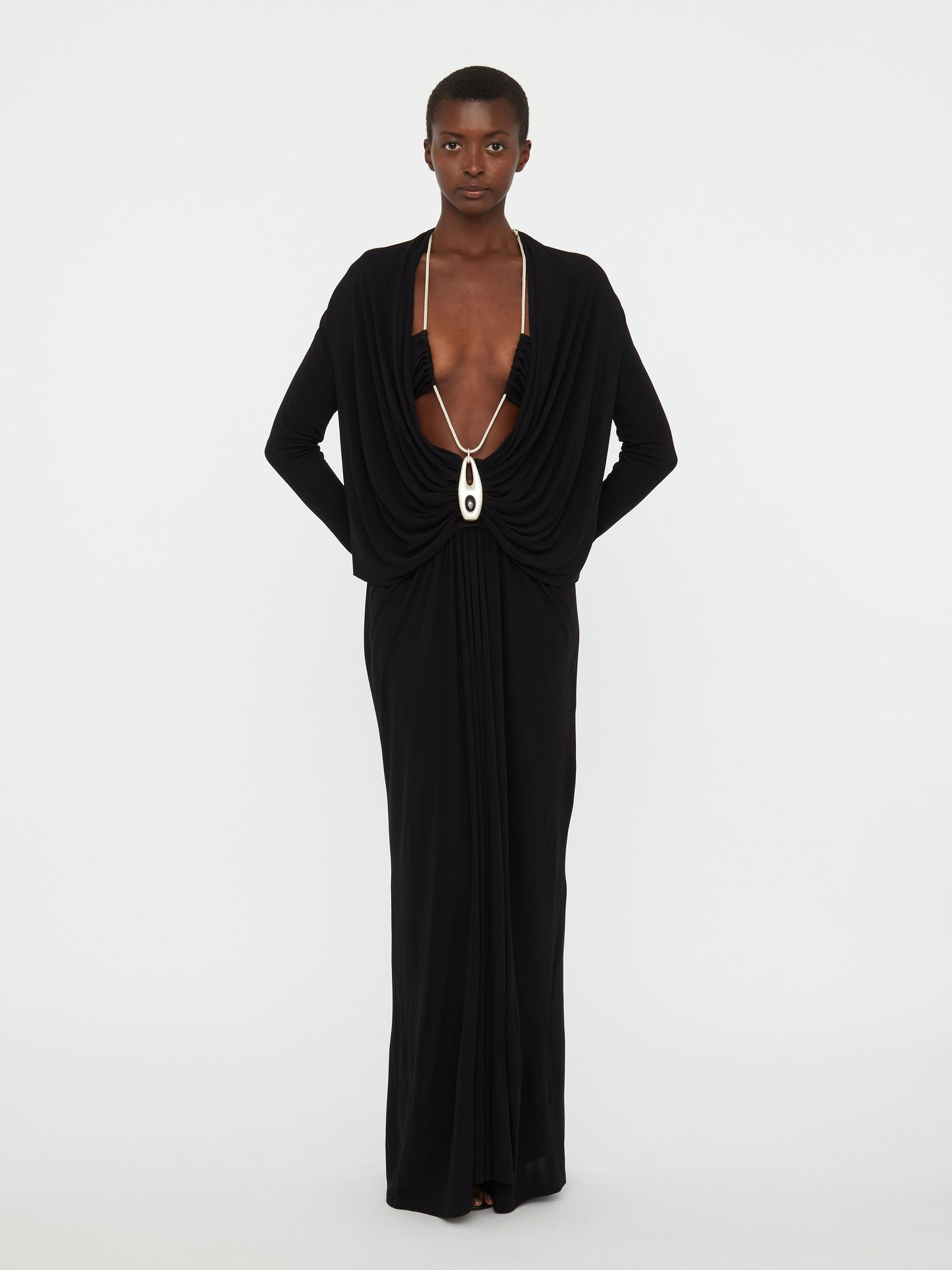Christopher Esber Lavalliere Draped Jersey Long Sleeve (Dress)