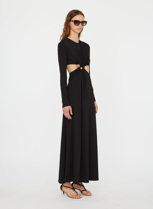 CHRISTOPHER ESBER S-Buckle Long Sleeve Dress (Black)