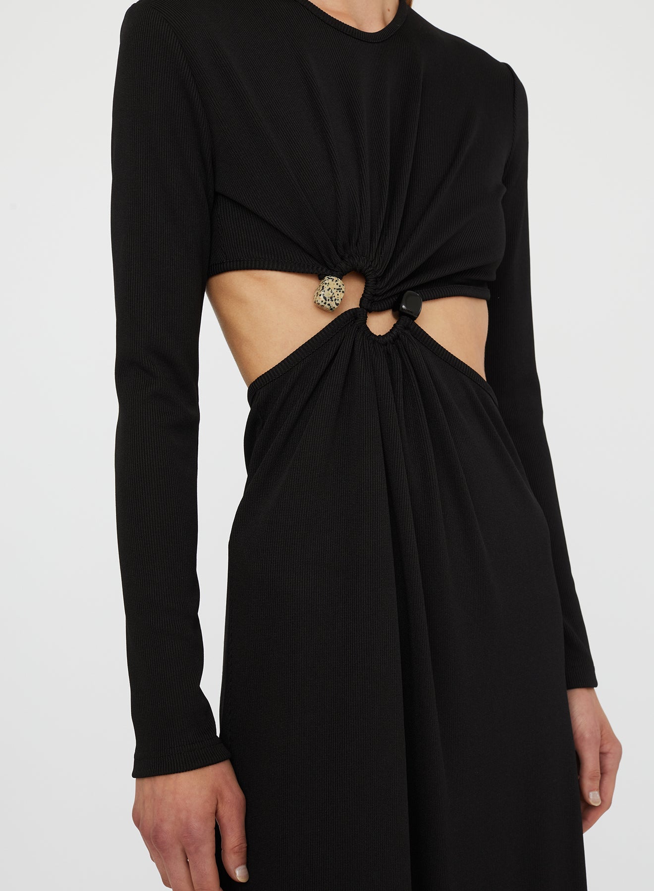 CHRISTOPHER ESBER S-Buckle Long Sleeve Dress (Black)