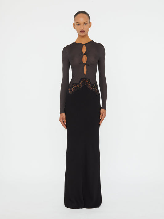 Image of Dresses. Productname: CHRISTOPHER ESBER Open Twist Verner Lace Long Sleeve Dress in Black colour by brand - CHRISTOPHER ESBER