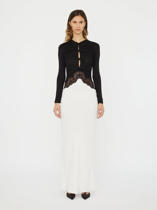 Image of Dresses. Product name - Open Twist Verner Lace Dress in White colour by brand - Christopher Esber