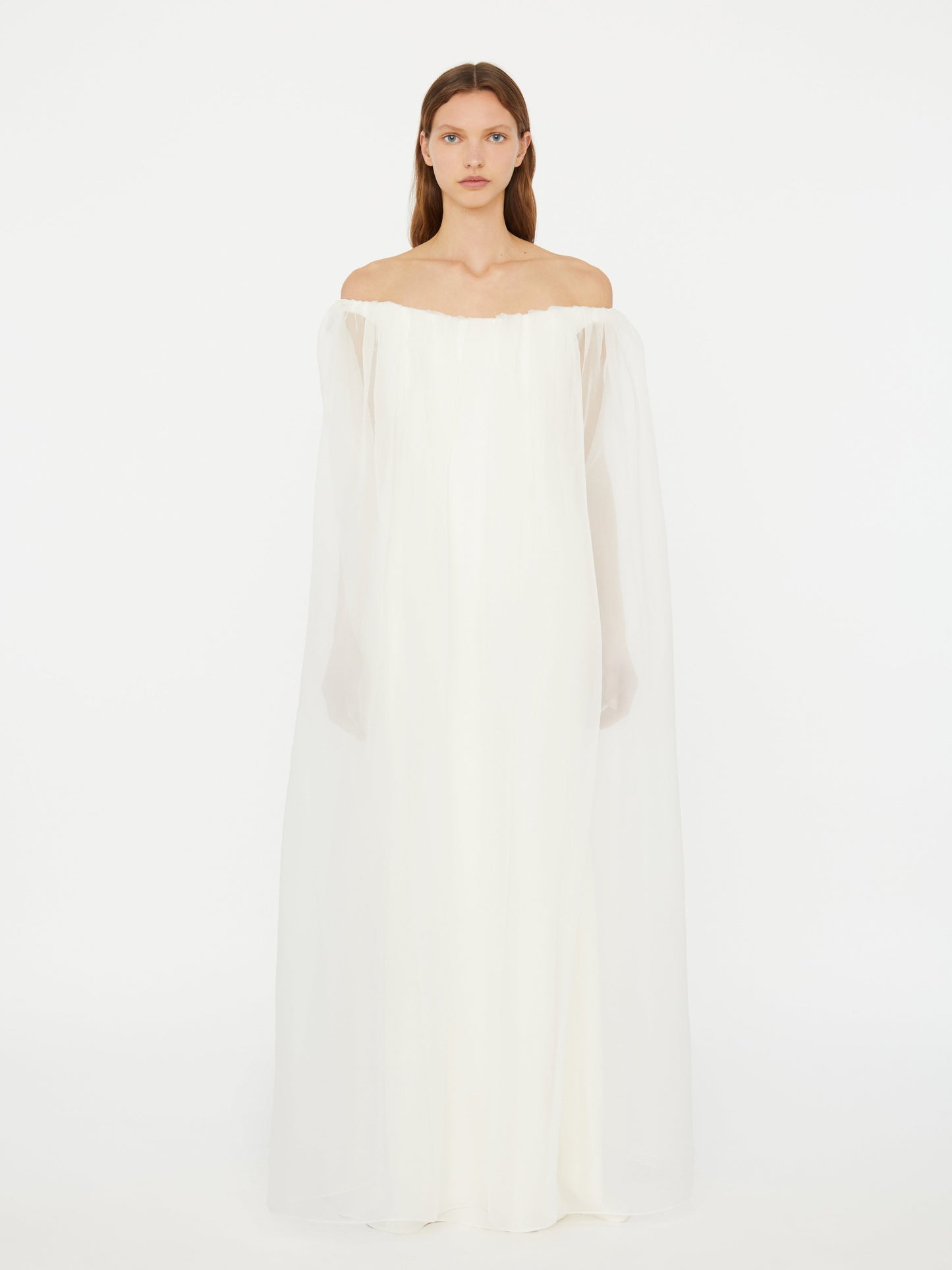 Image of Dresses. Productname: Christopher Esber Vapour Overlay Silk Gown in White colour by brand - Christopher Esber