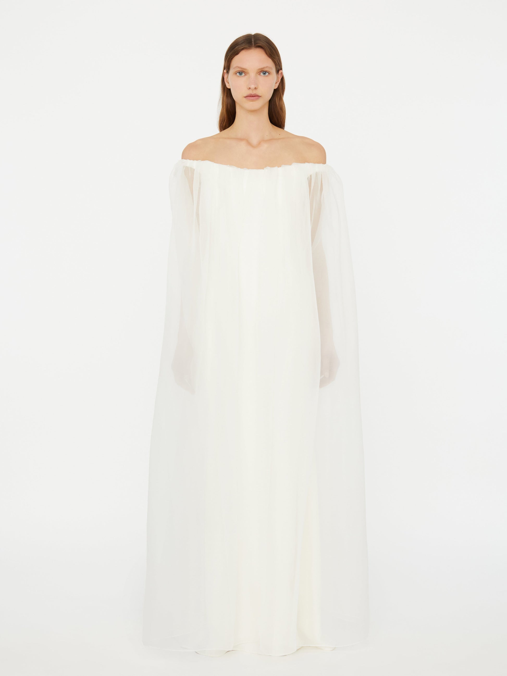 Image of Dresses. Productname: Christopher Esber Vapour Overlay Silk Gown in White colour by brand - Christopher Esber
