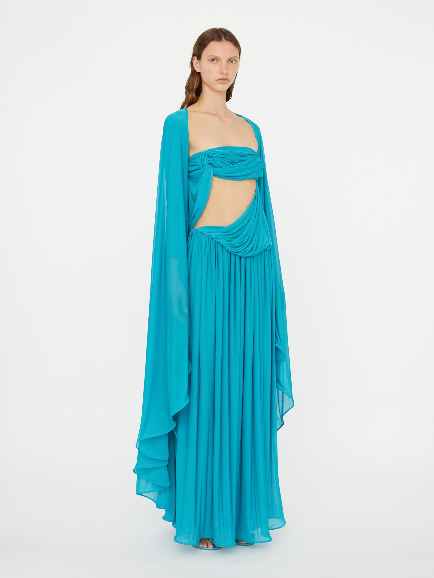 Christopher Esber Gyre Suspended Stream Jersey Dress (Teal)