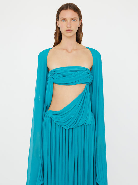 Christopher Esber Gyre Suspended Stream Jersey Dress (Teal)