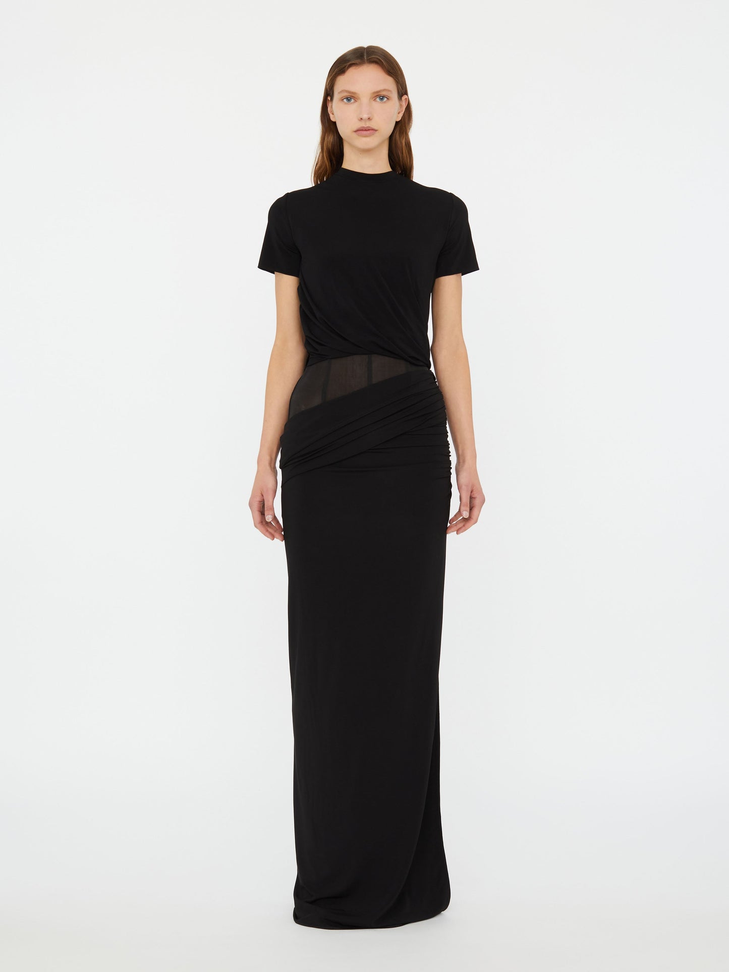 Christopher Esber Coiled Jersey Corseted Tee Gown (Black)