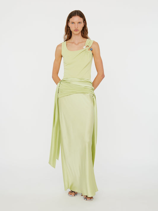 Christopher Esber Knotted Silk Gather Skirt (Melon)