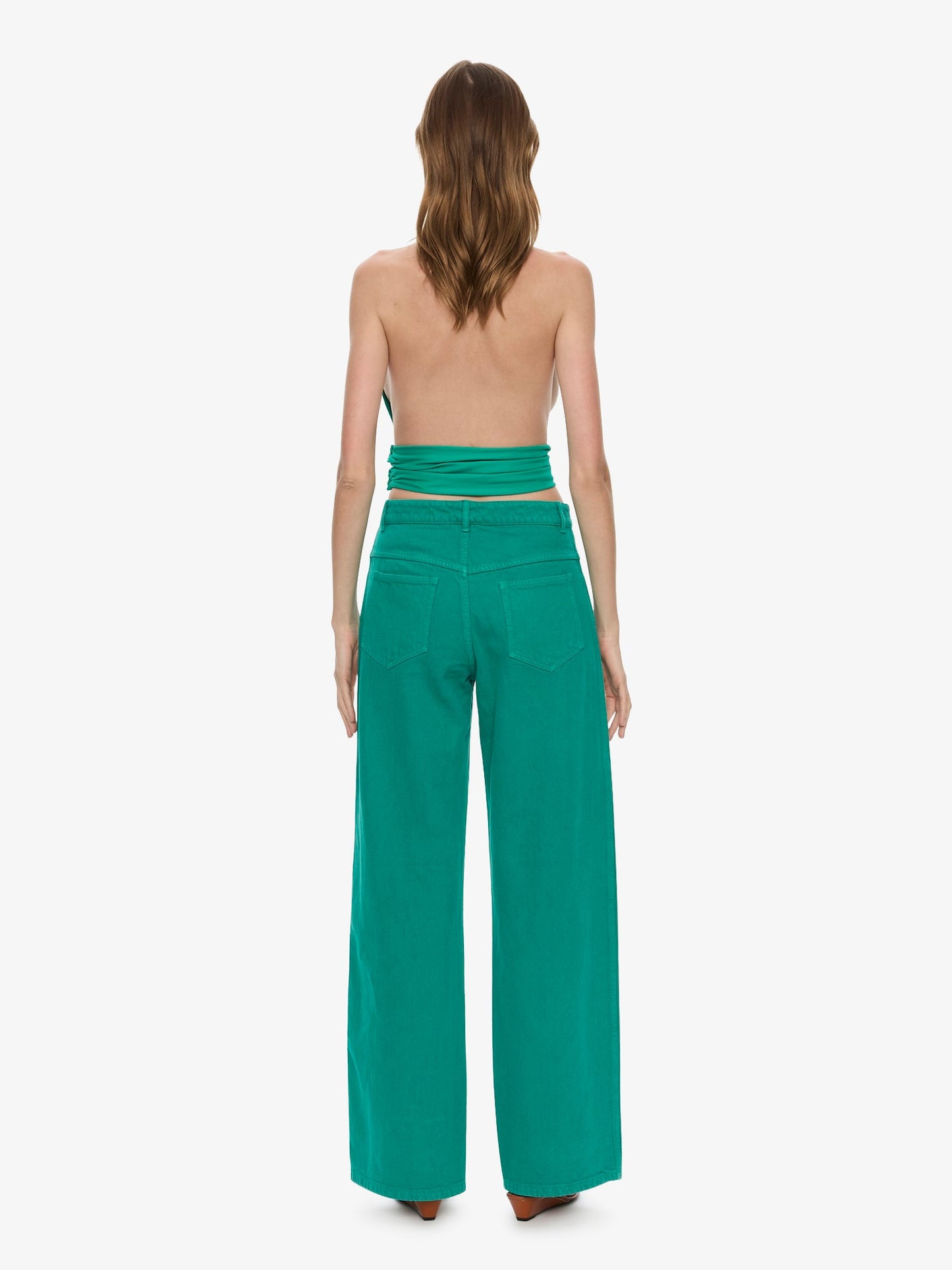 CHRISTOPHER ESBER Scarf Draped Halter Top (Malachite)