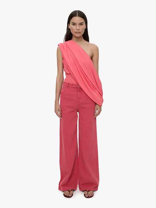 Image of a model wearing Pants. Productname: CHRISTOPHER ESBER Relaxed Denim Jean in Watermelon colour by brand - CHRISTOPHER ESBER