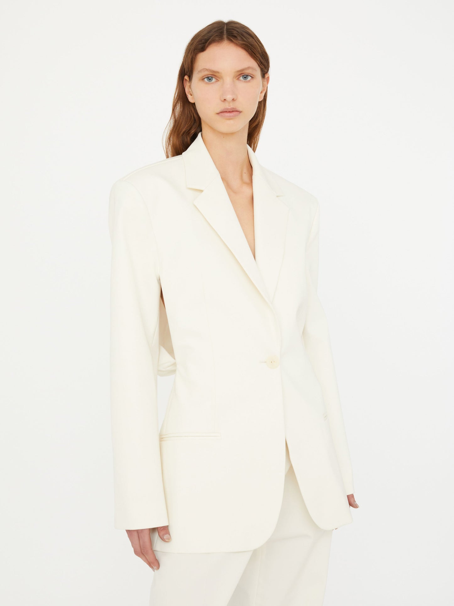 Christopher Esber Intimate Bow Back Twill Blazer (White)