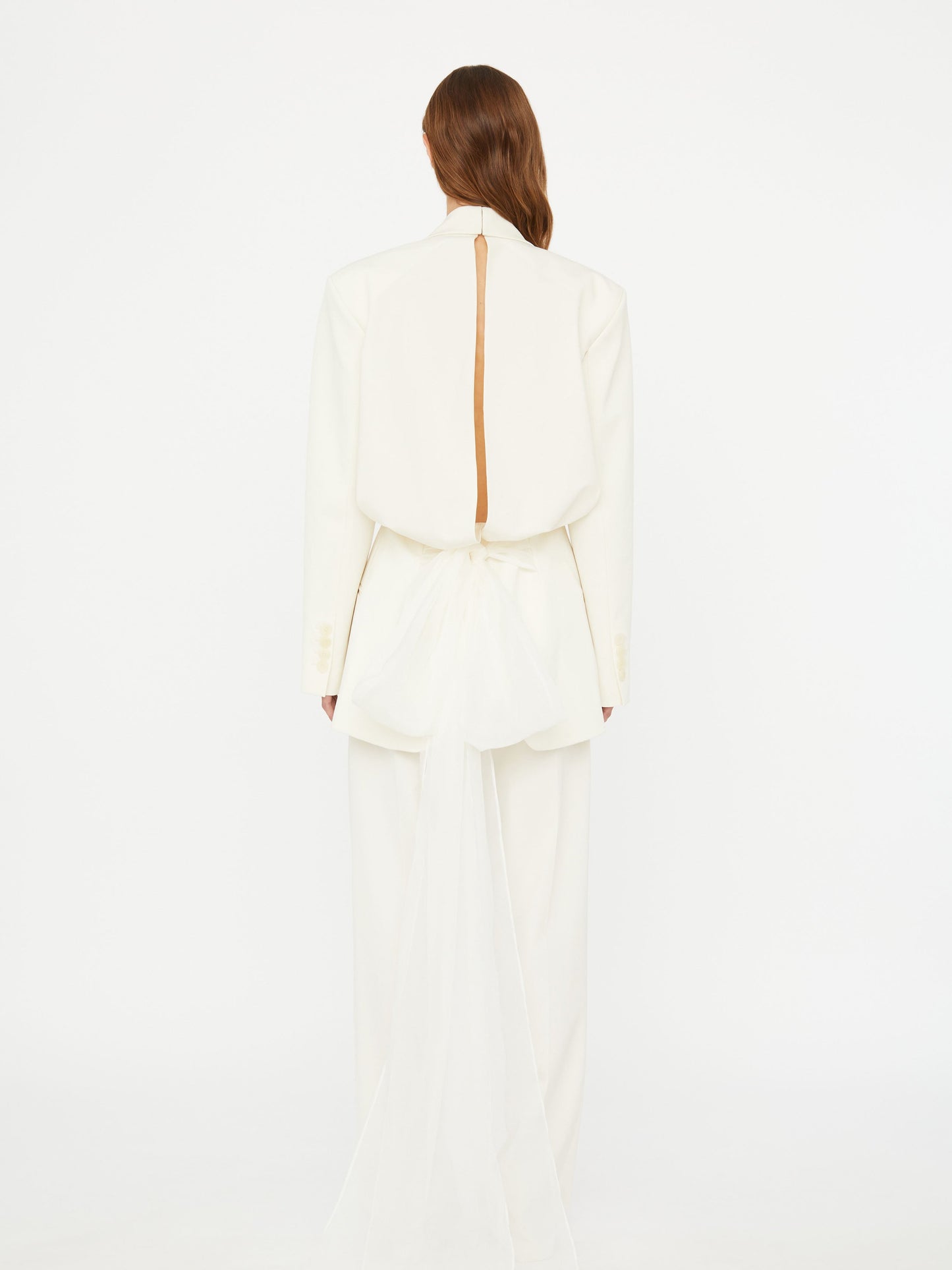Christopher Esber Intimate Bow Back Twill Blazer (White)